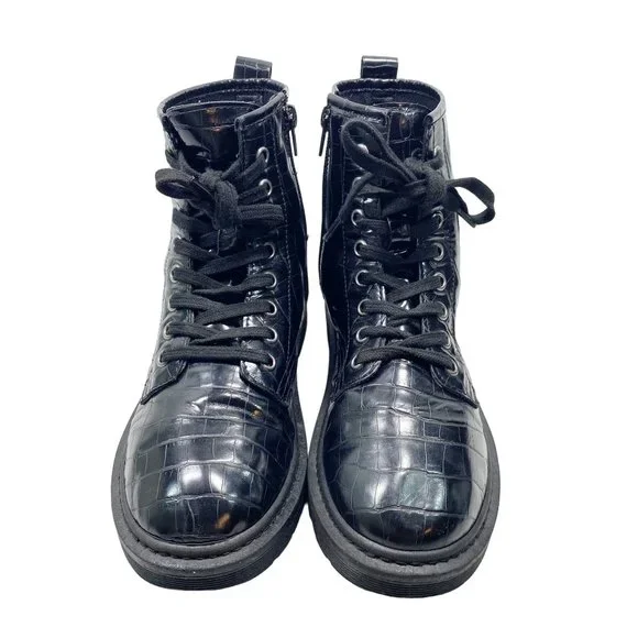 Steve Madden Black Vegan Flann Combat Boots 7 - Picture 10 of 11